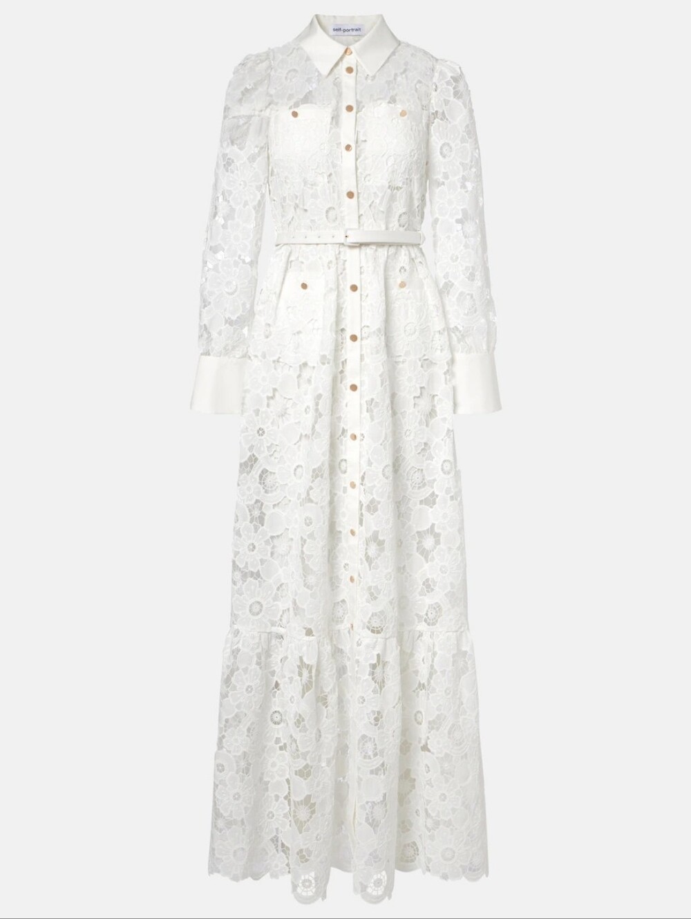 Self-Portrait Belted guipure lace shirt dress - Picture 7 of 7